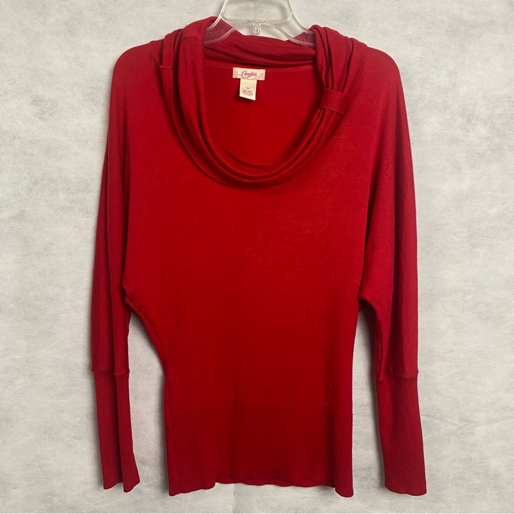 Y2K Candies Red Sweater Womens Medium
Cowl Neck Knit Pullover